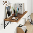 RICHFOCUS Floating Shelves for Wall Decor, 24Inch Shelves Set of 2, 24W x 8D Floating Shelves Wall Mounted with Metal Brackets, Rustic Wood Shelves for Living Room Bedroom Kitchen, Rustic Brown