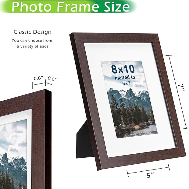 FrameWorks 2-Pack, 8x10 Matted to 5x7 Picture Frame, Mahogany – Classic Wooden Photo Frame with Tempered Glass, Modern Matte Finish for Prints, Posters, Certificates & Wall Decor – Gallery-Ready