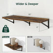 Floating Shelves, 12 Inch Deep Rustic Wood Wall Storage, 36W x 12D Wall Shelves Set of 2, Heavy Duty Metal Brackets, Large Industrial Book Shelf for Living Room, Kitchen, Bedroom, Brown