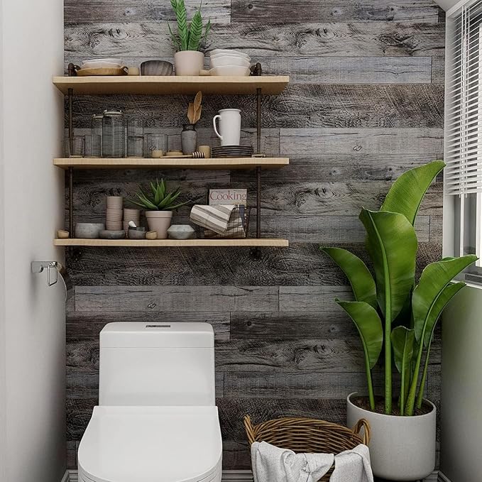 Yun-aeon Gray Wood Peel and Stick Wallpaper 17.3