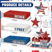 Geelin 4 Pcs Memorial Day Patriotic Wooden Book Stack Decorations, Tabletop Book Sign Ornaments with American Flag Stars, Rustic Red White Blue Tiered Tray Decor for Home, Office, Independence Day