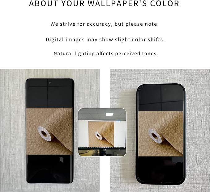 Haimin Fabric Wallpaper Textured Contact Paper (24in X 393in) Grasscloth Peel and Stick Faux Linen Wall Paper Self Adhesive Vinyl Wallpaper (Tan)