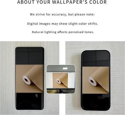 Haimin Fabric Wallpaper Textured Contact Paper (24in X 393in) Grasscloth Peel and Stick Faux Linen Wall Paper Self Adhesive Vinyl Wallpaper (Tan)
