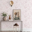 Ismoon Floral Wallpaper Peel and Stick Pink Stick on Wall Paper Vintage French Contact Paper for Cabinet Textured Removable Self Adhesive Wallpaper Vinyl Roll Shelf Deco, 17.3x393in