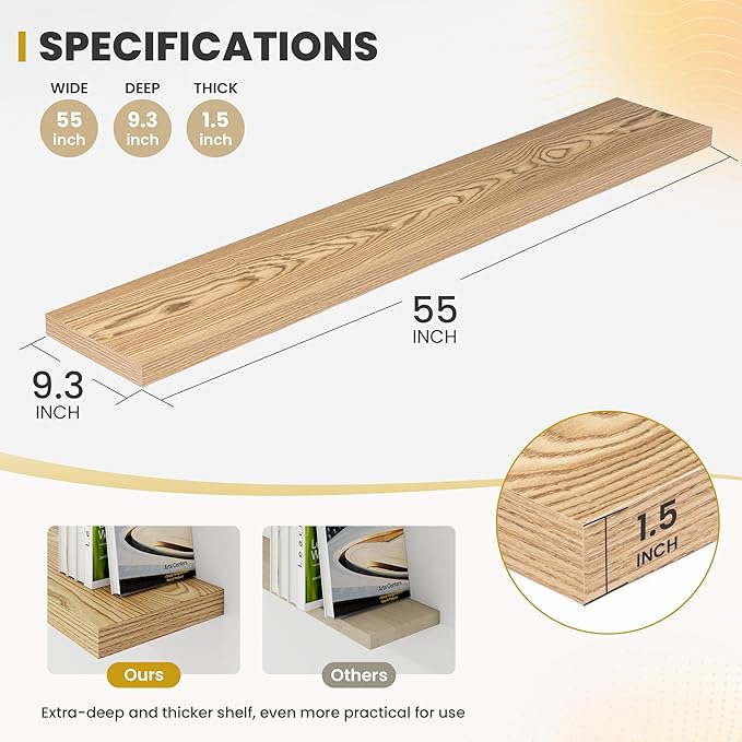 55 Inch Floating Shelves, 9.3