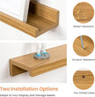 RICHFOCUS Picture Ledge Shelf, 16 inch Floating Shelves Set of 2, Wood Wall Shelves with Lip, Wall Decor Storage for Bedroom Living Room Bathroom Kitchen Nursery Photo Picture, Oak