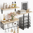 Fixwal Bathroom Floating Shelves Over Toilet Wall Shelves Set with Towel Storage Rack for Bathroom Organization & Wall Decor(Rustic Brown)
