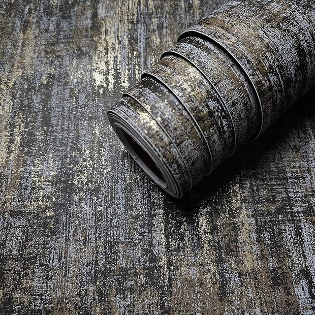 AM1NAH 17.7" X 472" Industrial Texture Metallic Wall Paper Non-Woven Distressed Wallpaper