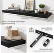 Fun Memories 48 Inch Floating Shelves for Wall - 12 Inch Deep Fireplace Mantel Shelf - Wood Floating Shelf for Wall - Large Storage Shelves Wall Mount for Living Room & Bedroom - Black - Set of 2