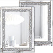 Meetart Crystal Crush Diamond Silver Mirror 11'' x 15''2 PCS, Frameless Stylish Gorgeous Diamond Decor Glam Glass Mirror. for Bedroom Bathroom Hanging Mirror Home for Wall Decor.