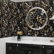 Boho Wallpaper Peel and Stick Dark Floral Wallpaper 17.5in x393in Vintage Leaf Contact Paper Vinyl Waterproof Self Adhesive Golden Leaf Botanical Wall Paper for Cabinet Table Drawer Decor