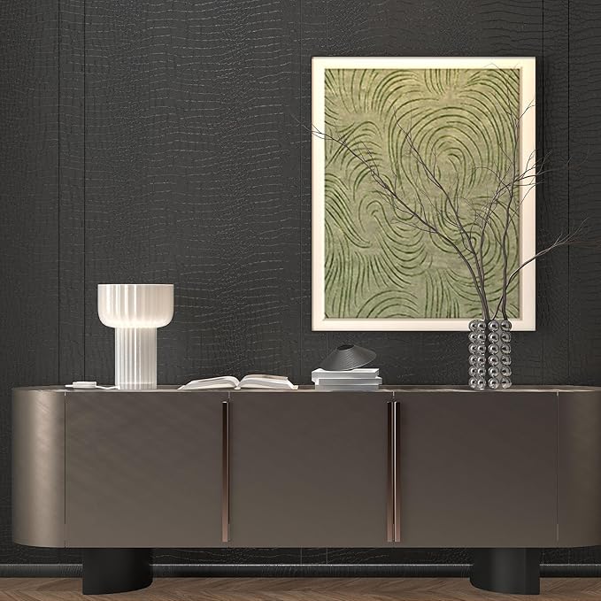 Black Wallpaper Peel and Stick Wallpaper Self Adhesive Removable Wall Paper Vintage 15.7