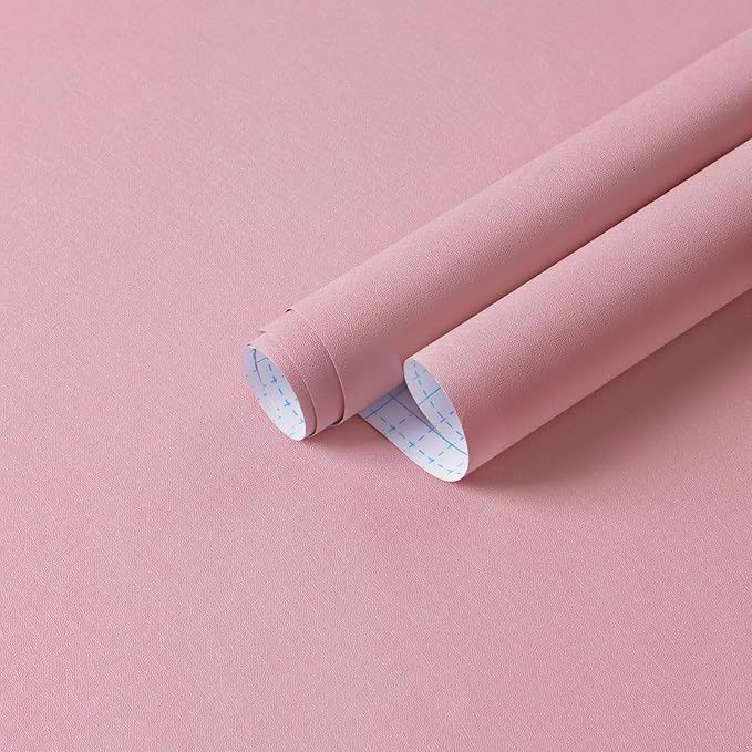 Dimoon 17.7''x177'' Peel and Stick Wallpaper Pink Contact Paper for New Environmentally Friendly Materials Thickening Upgrade Embossed Renter Friendly Wall Paper Modern Vinyl Wrap Countertop Bedroom
