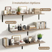 Fun Memories Floating Shelves for Wall, 12 Inch Deep Floating Shelves Set of 2, Wall Mounted Shelf with Metal Brackets, Rustic Wood Wide Shelf for Bathroom, Kitchen and Living Room, Grey, 55W x 12D