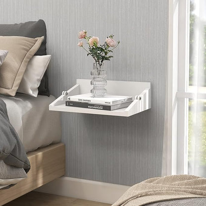 SUMGAR Floating Nightstand White Modern Bedside Table Organiser Fully Assembled Shelf Small Spaces Wall Mounted Storage Wood Furniture for Bedroom Home Decor 13 Inch Wide
