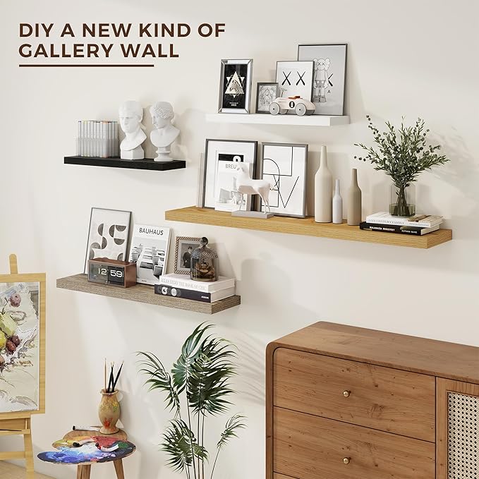 Dreamland 40 Inch Long Floating Shelves in White,9.3 Inch Deep Floating Shelf for Wall,Large Display & Storage Shelf, Wall Shelf for Bathroom Bedroom Living Room Kitchen Office，Set of 2