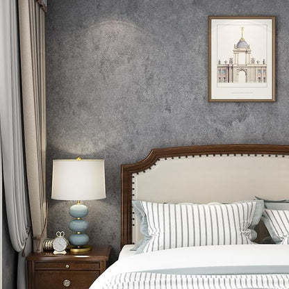 31"×354" Big Roll Large Size Dark Blue Grey Concrete Wallpaper Peel and Stick Wide Thick Glossy Adhesive Gray Concrete Cement Contact Paper Vinyl Wall Sticker for Bedroom Living Room Gym Walls