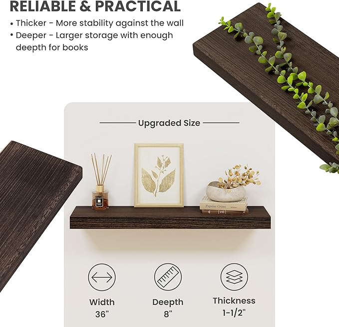 Solid Wood Floating Shelves for Wall 36