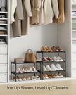 SONGMICS Shoe Rack, 2-Tier Shoe Storage Organizer, Space-Saving, 11.7 x 16.5 x 12.2 Inches, Entryway, Metal Frame, Non-Woven Fabric Shelves, Ink Black ULSH012BH01