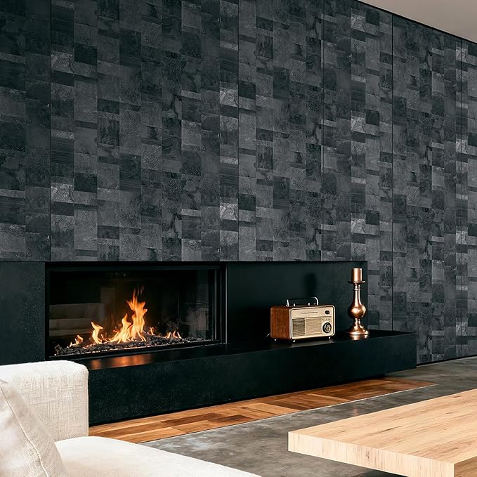 LACHEERY Dark Brick Peel and Stick Wallpaper Geometric Tiles 17.5