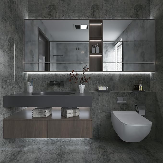 TOTIO Wide Grey Concrete Wallpaper Peel Stick 24x708inch Matte Thicken Waterproof Adhesive Dark Gray Cement Textured Contact Paper Vinyl Wall Paper for Store Rental House Industrial Style Cement Gray
