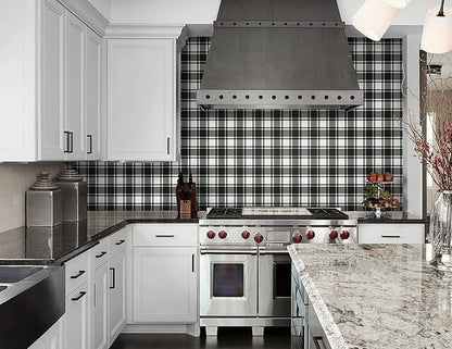 Guvana 17.7"x197" Black and White Peel and Stick Wallpaper Trellis Removable Contact Paper Modren Self-Adhesive Waterproof Wallpaper for Wall Paper Bedroom Shelves Drawer Liner Decorative