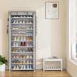 VTRIN Vertical Narrow Shoe Rack Organizer Tall Shoe Rack for Closet Entryway 10 Tier Non-Woven Cover Shoe Shelf Holds 36-41 Pairs Free Standing Shoe Storage Cabinet with Dustproof Cover, Multi Color