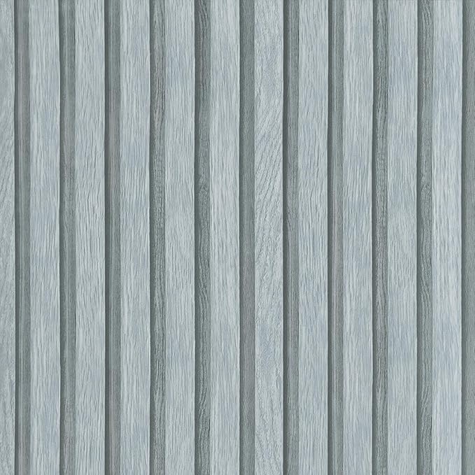 Yun-aeon Wood Slat Peel and Stick Wallpaper 17.3"x 160" Light Grey Wood Grating Stripe Contact Paper Removable Faux Wood Panels Wallpaper Self Adhesive Waterproof Vinyl Wall Paper for Bedroom Kitchen