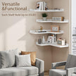 4 Tier Floating Corner Shelves White Set of 4, Rustic Pine Wooden Floating Corner Wall Shelf for Wall Décor Storage, L Shaped Corner Shelf Wall Mount for Bedroom, Living Room, Bathroom, Kitchen