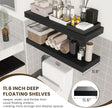 Deep Floating Shelves | 36 Inch Black Floating Shelves Set of 2 | 12 Inch Deep Rustic Wood Shelves for Wall | 36