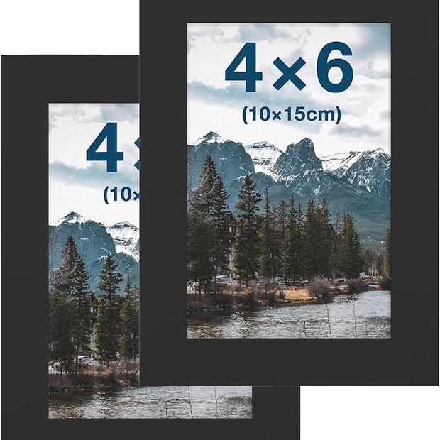FrameWorks 2-Pack, 4x6 Picture Frame, Black – Classic Wooden Photo Frame with Tempered Glass, Modern Matte Finish for Prints, Posters, Certificates & Wall Decor – Gallery-Ready