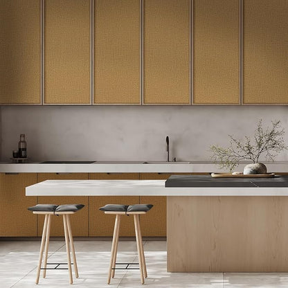 WADILE Grasscloth Peel and Stick Wallpaper 23.6in x 236in, Textured Contact Paper for Cabinets, Faux Linen Wall Paper Pull and Stick, Fabric Vinyl Wallpaper Self Adhesive Coffee