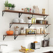 Deep Floating Shelves for Wall,36Wx8D Wall Mounted Shelves Set of 2,Wall Storage Floating Shelf with Sturdy Metal Brackets for Living Room,Bathroom,Kitchen,Office,Walnut