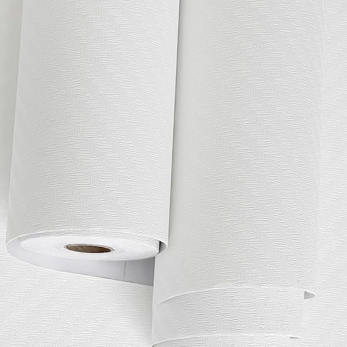 Haimin Fabric Wallpaper Textured Contact Paper (24in X 393in) Grasscloth Wallpaper Peel and Stick Faux Linen Wall Paper Waterproof Vinyl Self Adhesive (White)