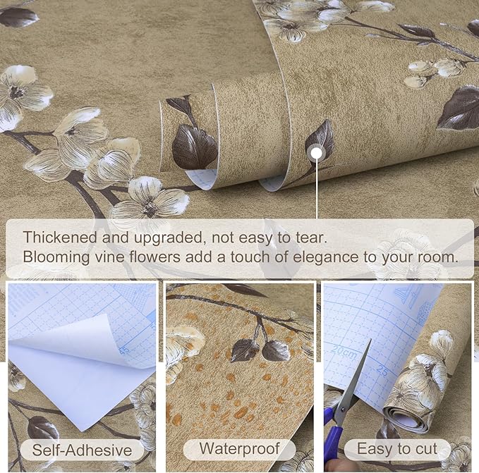 Floral Peel and Stick Wallpaper Flower Tree Contact Paper A Set of 17.5