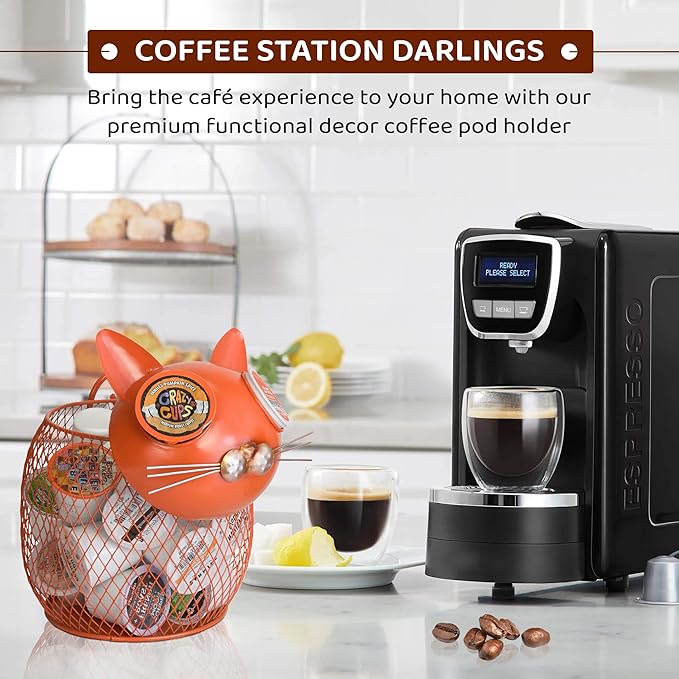 Made Easy Kit Coffee Pod Organizer - Home Coffee Bar Functional Décor - Café Station Countertop Storage Accessories (Pink Pig)
