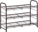 SONGMICS Shoe Rack, 3 Tier Shoe Organizer for Closet, Holds up to 12 Pairs of Shoes, Shoe Rack for Front Door Entrance, Metal Shoe Shelf with Adjustable Tilt Angle, for Entryway, Garage, Bronze