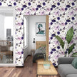 Watercolor Floral Peel and Stick Wallpaper,Purple/White/Pink Flower Contact Paper, Botanical Wall Paper Self Adhesive Removable Waterproof for Bedroom Shelves Cabinet Drawer Table Decor 17.5