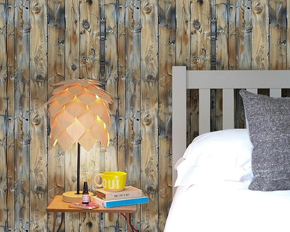 FLFK Rustic Wood Wallpaper,Peel and Stick Wood Grain Wall Mural for Living Room, Bedroom, Kitchen, Office, Apartment Decor 16"x64"