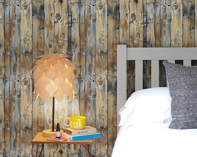 FLFK Rustic Wood Wallpaper,Peel and Stick Wood Grain Wall Mural for Living Room, Bedroom, Kitchen, Office, Apartment Decor 16