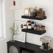 Deep Floating Shelves | 24 Inch Black Floating Shelves Set of 2 | 12 Inch Deep Rustic Wood Shelves for Wall | 24