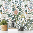 Peel and Stick Wallpaper Vintage Wall Paper White Floral Contact Paper Removable 17.3