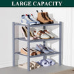 Smiry Bamboo Shoe Rack for Closet, 3 Tier Small Wooden Stackable Shoe Organizer, Free Standing Shoes Storage Shelf for Entryway, Front Door Entrance, Grey
