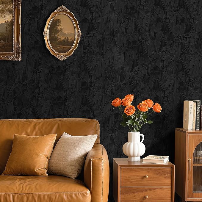 30" x 160" Large Size Self Adhesive Felt Fabric Wallpaper Black Velvet Wallpaper Peel and Stick Flocking Contact Paper Black Wrinkled Textured Soft Velvet Dresser Drawer Liner Jewelry Crafts
