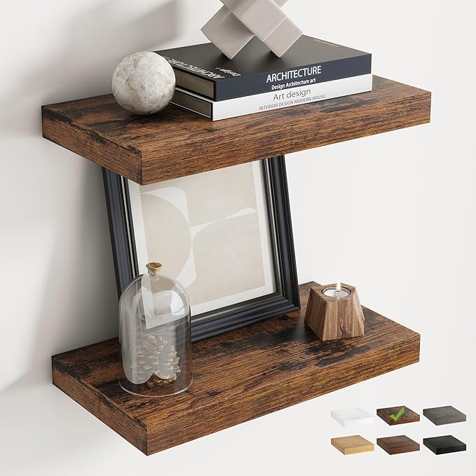 16 Inch Floating Shelves for Wall Set of 2, 8