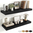 Fun Memories Floating Shelves for Wall, 30 Inch Long Floating Shelves Set of 2, 30 x 10 Wooden Shelves for Wall, Large Storage Shelves, Hanging Shelves for Bathroom Kitchen Bedroom, Black