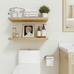 Vivelove Floating Shelves 24 inchs Long, Bathroom Shelves Over Toilet 9.1” Deep, Wall Mounted Wall Shelves for Bedroom, Living Room, Kitchen, Office, Rustic Home Decor, Oak, Set of 2