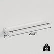 WOPITUES Floating Shelves 24 inch with Gold Metal Guardrail, Shelves for Wall Decor Set of 3, Wall Shelves for Bedroom, Bathroom, Kitchen, Living Room, Plants, Picture Frames, Art- Black and White