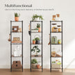 SONGMICS 5-Tier Bathroom Shelf, Storage Rack for Small Space, with 5 PP Shelf Liners, Removable Hook, Extendable Design, Ink Black and Rustic Brown ULGR023B02