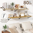 Fun Memories Floating Shelves for Wall, 12 Inch Deep Floating Shelves Set of 2, 55W x 12D Large Wall Shelf with Sturdy Metal Brackets for Living Room, Bathroom, Bedroom and Kitchen, Oak